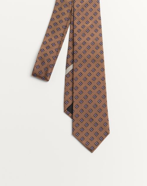 Valentino Garavani - Valentie Micro-check Silk Tie - Beige - Man - Ties