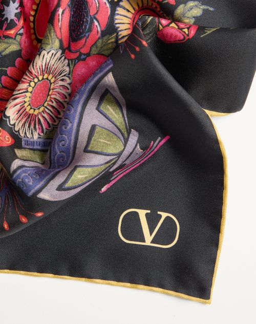 Valentino Garavani - Papier Floral Silk Scarf - Black - Woman - Soft Accessories