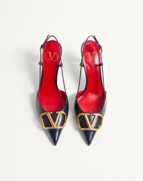Valentino Garavani - Vlogo Signature Calfskin Slingback Pump 80mm / 3.15 In. - Black - Woman - Pumps