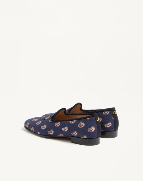 Valentino Garavani - Les Alcôvettes Loafer In Voyage Imaginaire Canvas Fabric - Blue - Man - Loafers And Driver