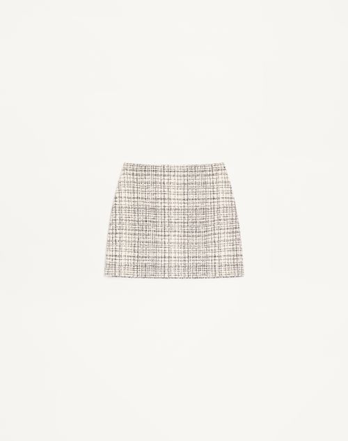 Valentino Square Tweed Mini Skirt Woman Vanilla/black 44