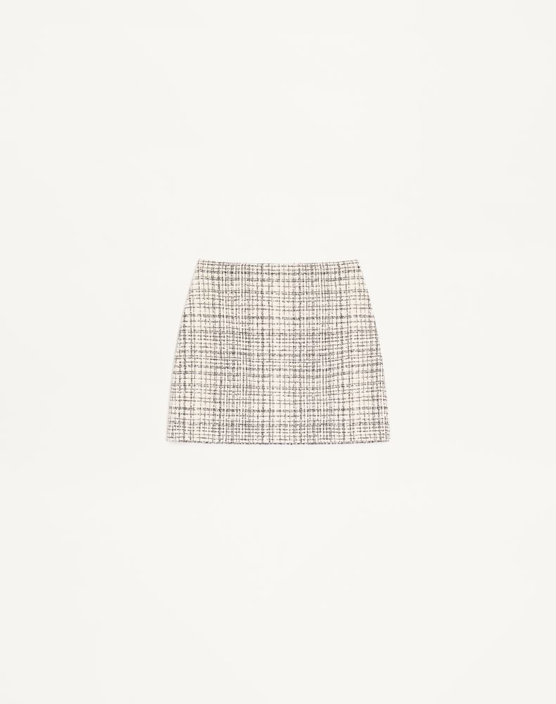 Valentino Women's Vanilla/Black Square Tweed Mini Skirt Woman 46