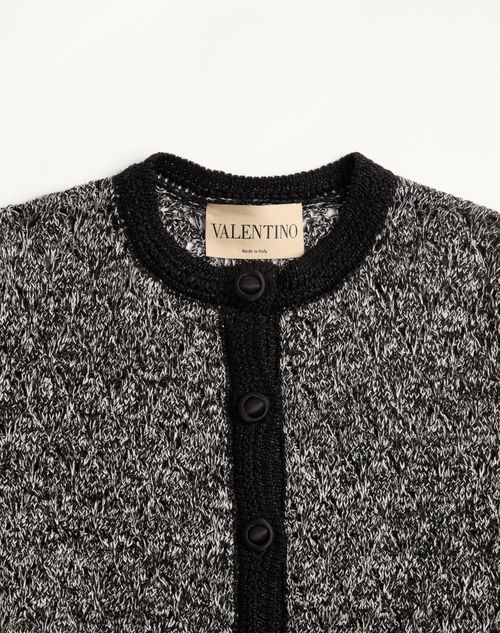 Valentino - Giacca In Maglia In Lino E Lurex - Nero/avorio - Donna - Giacche E Caban