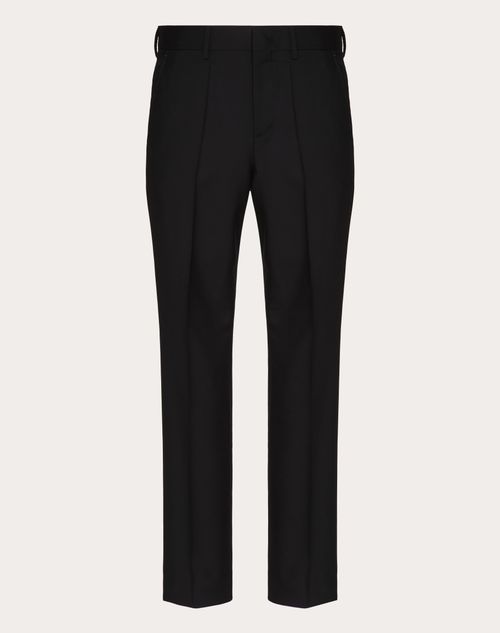 Shop Valentino Mohair Wool Trousers In Black