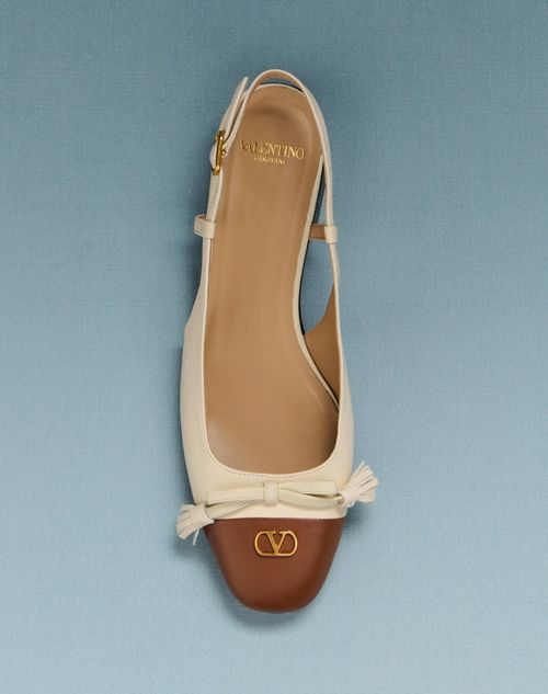 Valentino Garavani - Valet Du Roi Kid Slingback Ballerina 25mmm - Butter/tobacco - Woman - Ballerinas