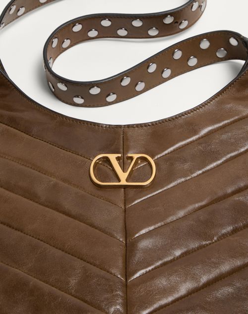 Valentino Garavani - Valentino Garavani Hoboho Small Hobo Bag In Chevron-patterned Nappa Leather - Tundra - Woman - Shoulder Bags