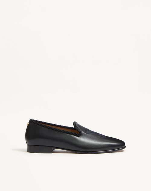 Valentino Garavani Les Alcôvettes Kidskin Loafer Man Black 46