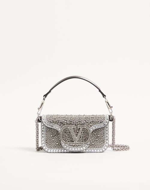 Valentino Garavani - Valentino Garavani Locò Small Shoulder Bag With Rhinestones - Crystal - Woman - Shoulder Bags