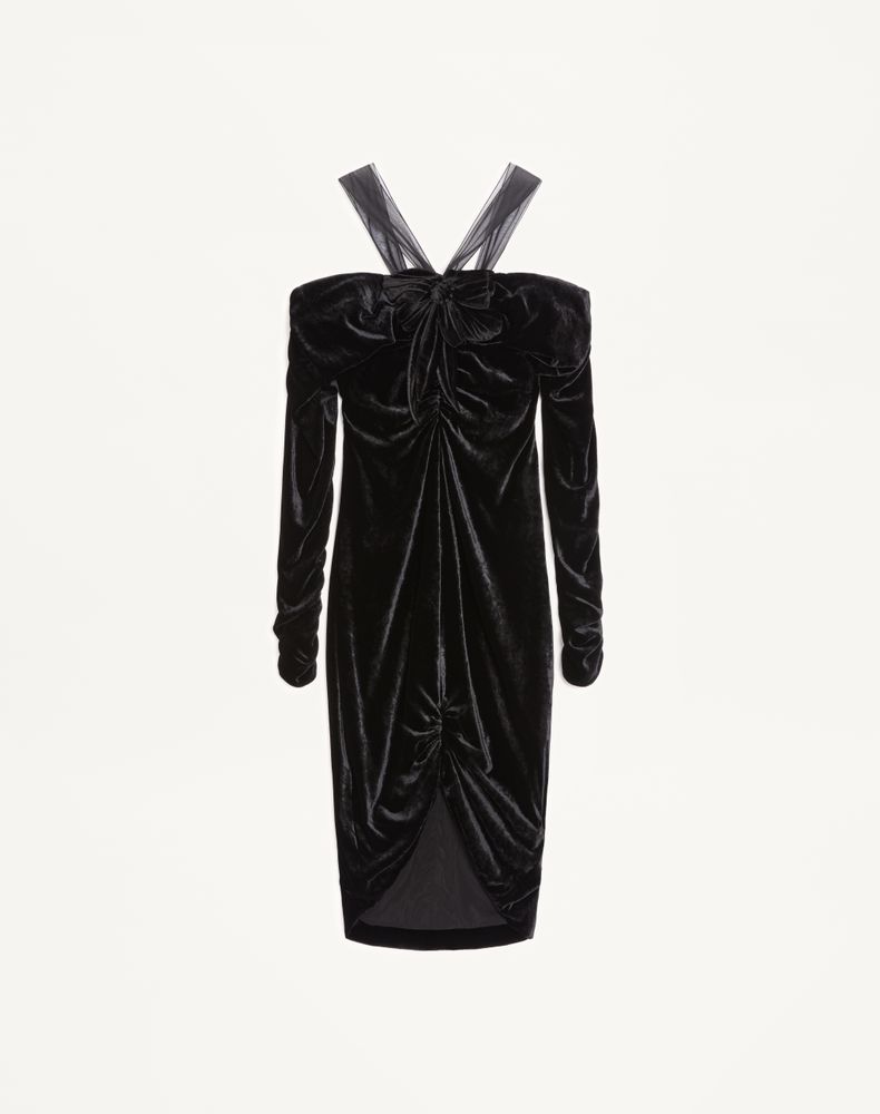 Valentino Women's Black Velvet Midi Dress Woman 42