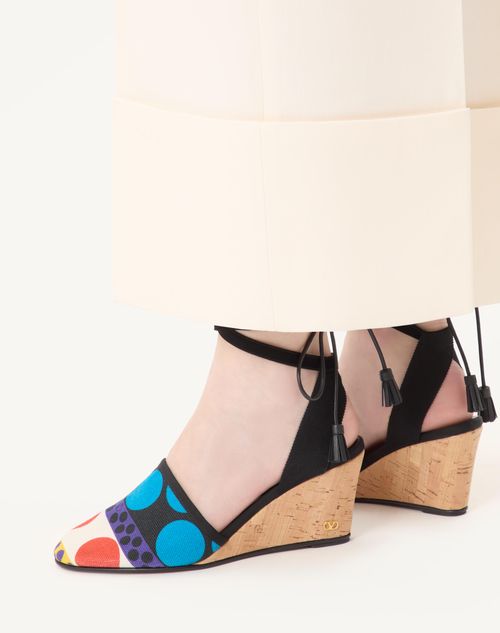 Valentino Garavani - La Cruisette Wedge In Optical Pois Canvas 75mm - Multicolour - Woman - Espadrilles And Wedges