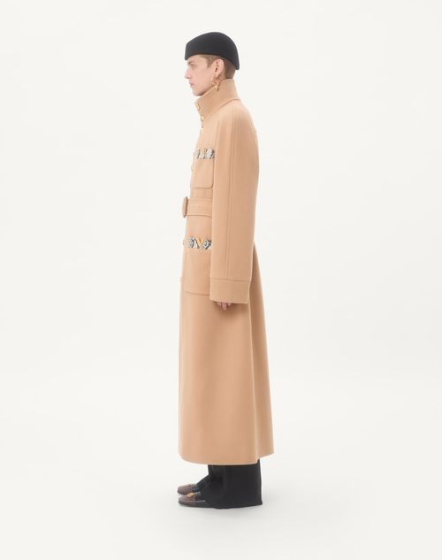 Valentino - Valentino Double-breasted Trench Coat In Wool Felt With Ayers Inserts - Beige - Man - Coats And Blazers