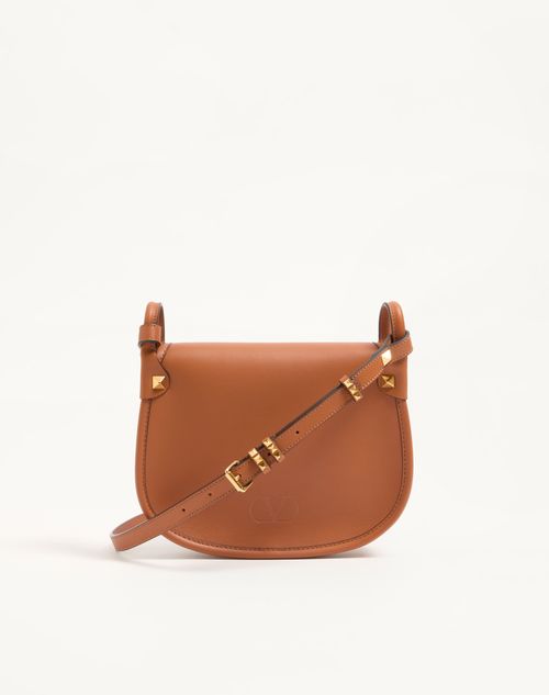 Valentino Garavani - Valentino Garavani Flâneuse Small Leather Shoulder Bag - Hazelnut - Woman - Shoulder Bags
