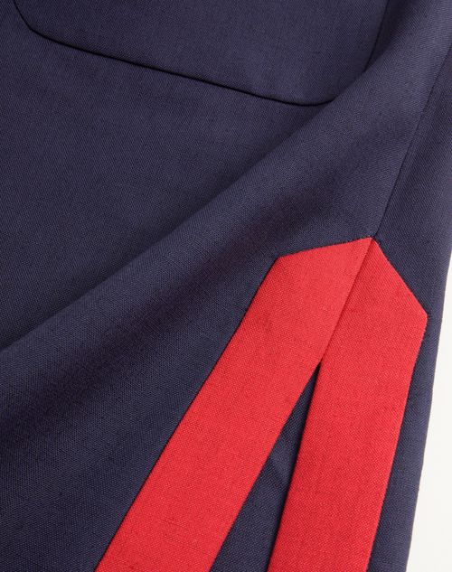 Valentino - Viscose Linen Midi Dress - Indigo/paris - Woman - Dresses
