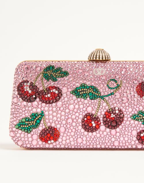 Valentino Garavani - Valentino Garavani Carry Secrets Minaudiere With Cherryfic Rhinestone Motif - Pink - Woman - Clutches