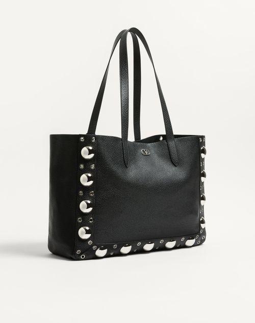 Valentino Garavani - Valentino Garavani Nellcôte Large Tote Bag In Grainy Calfskin - Black - Man - Totes
