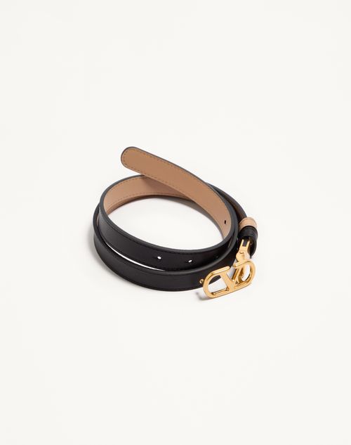 Valentino Garavani - Vlogo Signature Wendegürtel Aus Glänzendem Kalbsleder, 20 Mm - Schwarz/rosa - Frau - Gürtel