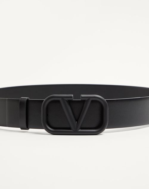 Valentino Garavani - Cintura Vlogo Signature In Vitello 40 Mm - Nero - Uomo - Accessori