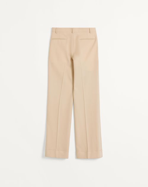 Valentino - Wool Gabardine Trousers With Turn-ups - Butter - Man - Trousers And Shorts