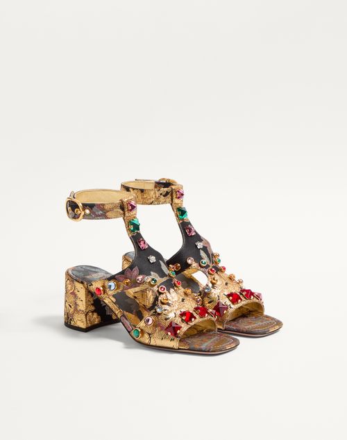 Valentino Garavani - Preshoes Sandal In Apres L'hiver Jacquard Fabric With Crystals 60mm - Multicolour - Woman - Sandals