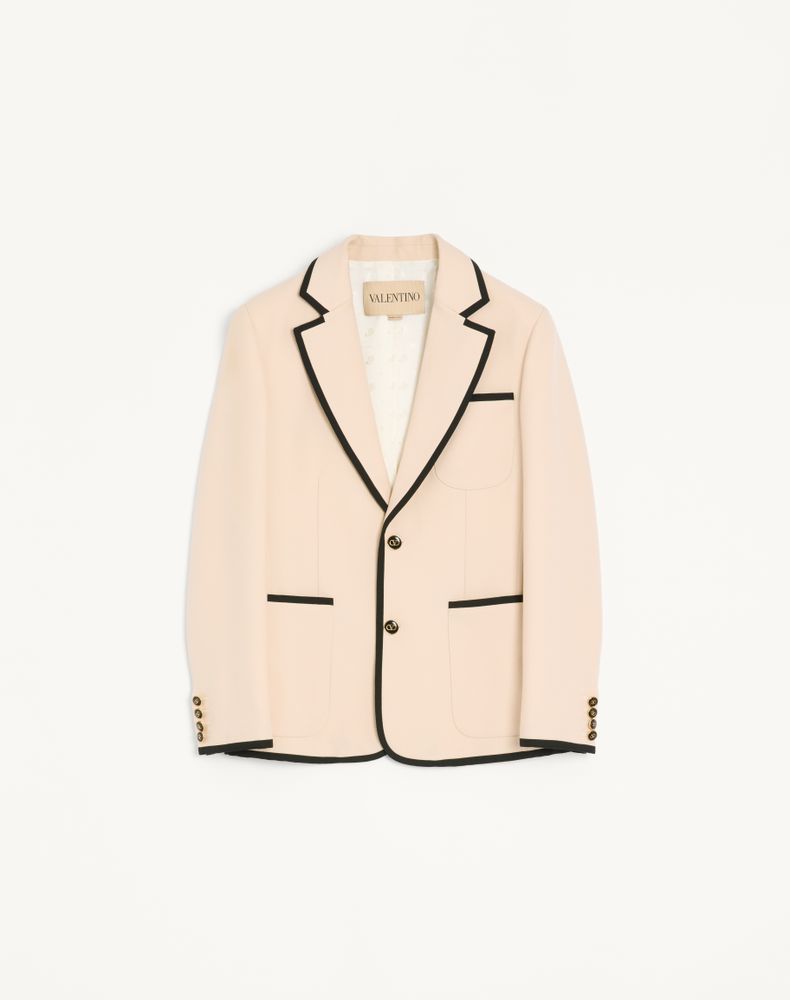 Valentino Men's Cream Single-Breasted Wool Gabardine Jacket Man 58