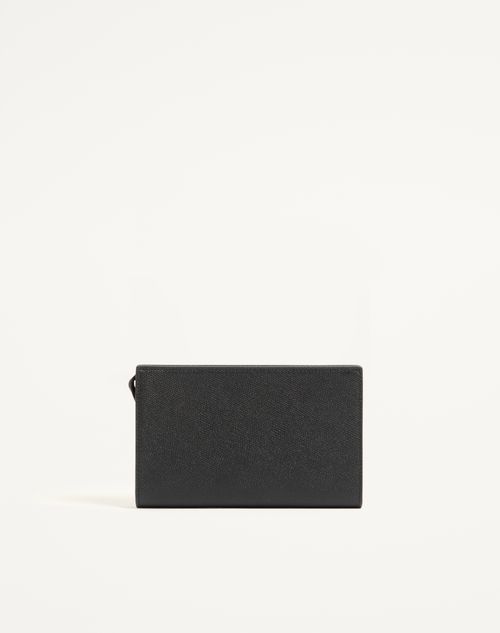 Valentino Garavani - Pouch Vlogo Signature Valentino Garavani In Vitello Granato - Nero - Uomo - Clutches E Pouch