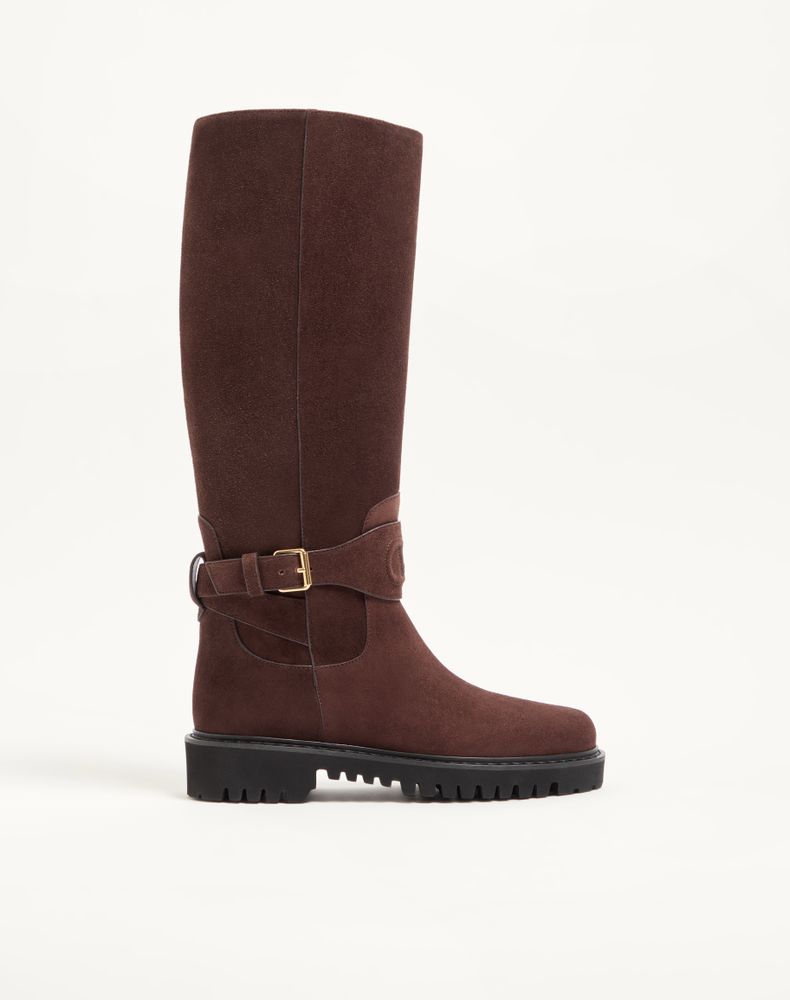 Valentino Garavani Vlogo Signature Splitleder-Stiefel 40Mm Frau 35 Ebenholz