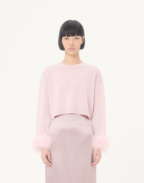 Valentino - Cashmere Sweater With Feathers - Pink - Woman - Knitwear