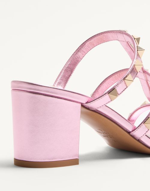 Valentino Garavani - Rockstud Slide Sandal In Laminated Nappa 60mm - Giacinto - Woman - Sandals