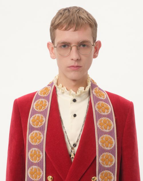 Valentino - Double-breasted Jacket In Washed Cotton-linen Velvet - Crab - Man - Coats And Blazers