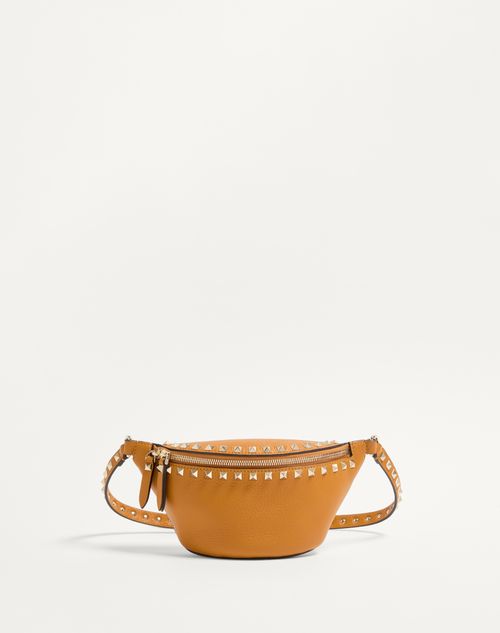 Valentino Garavani Rockstud Belt Bag In Grained Calfskin Woman Golden Cuir Uni