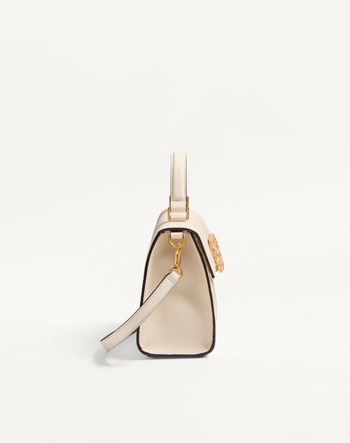 Valentino Garavani - Valentino Garavani Vsling Small Handbag In Grainy Calfskin With Jewel Logo - Ivory - Woman - Top Handle Bags