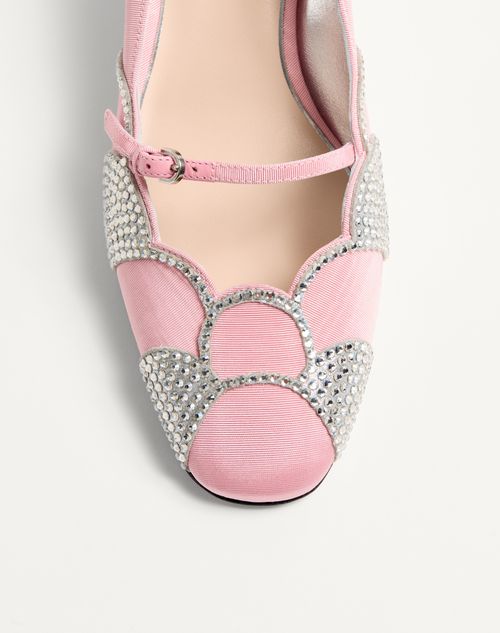 Valentino Garavani - Bowow Pumps In Moirè Fabric With Crystals 45mm - Rock Pink/silver - Woman - Pumps