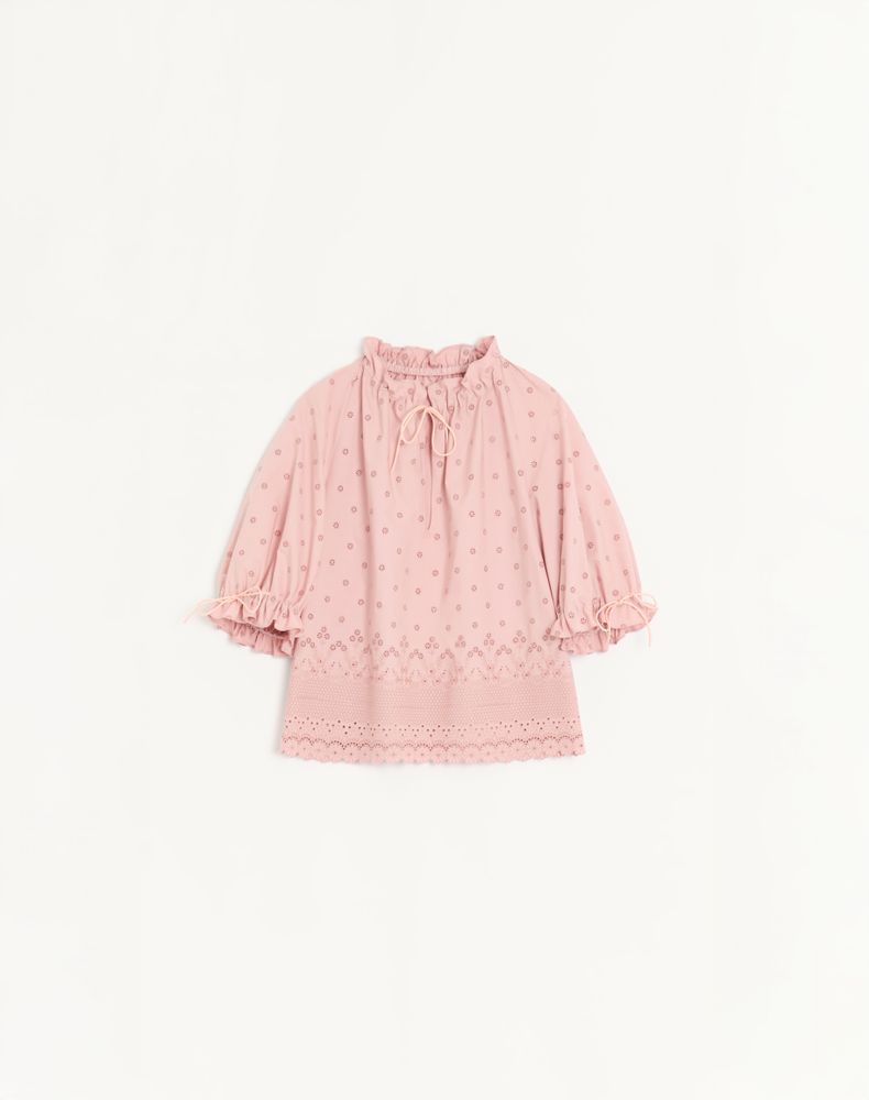 Valentino Sangallo-Spitzenoberteil Mit Fleurs Ajours Margheritine-Muster Frau 40 Rosa