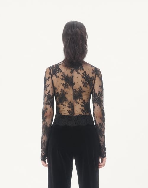 Valentino - Lace Shirt With Bows - Black - Woman - Shirts And Tops
