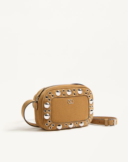 Valentino Garavani - Valentino Garavani Nellcôte Suede Shoulder Bag - Havana Beige - Man - Shoulder Bags