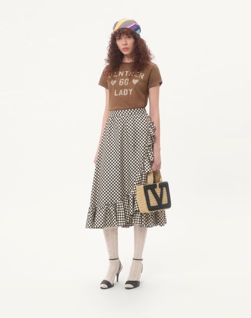 Valentino - Twill Skirt With Plus De Pois Print - Black/white - Woman - Skirts