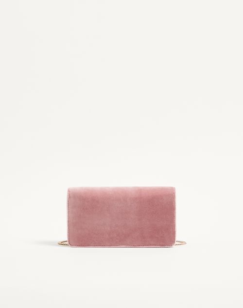 Valentino Garavani - Vlogo Signature Mini Velvet Shoulder Bag - Pink - Woman - Clutches