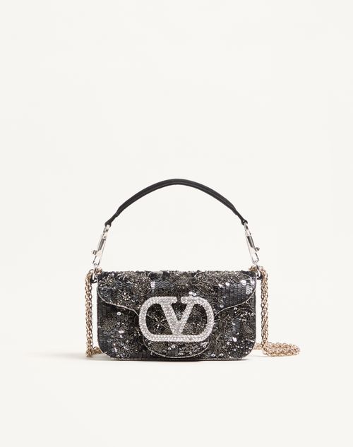 Valentino Garavani - Valentino Garavani Locò Small Embroidered Shoulder Bag With Jewel Logo - Black/silver - Woman - Shoulder Bags