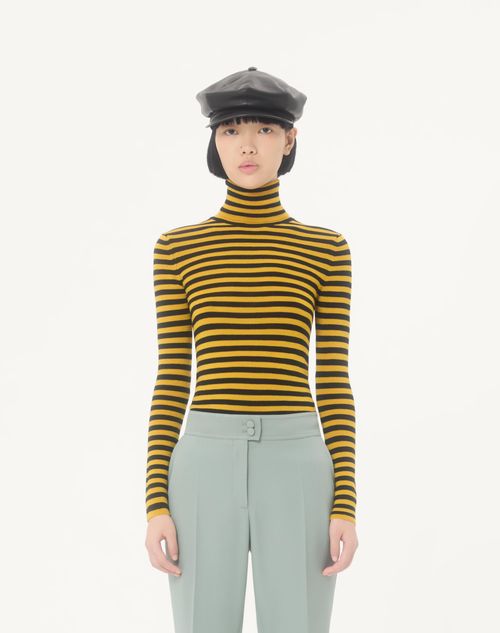 Valentino - Striped Wool Sweater - Black/yellow - Woman - Knitwear