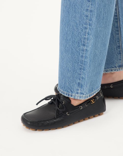 Valentino Garavani - Driver Fastaway Buffalo Loafer - Black - Man - Loafers And Driver
