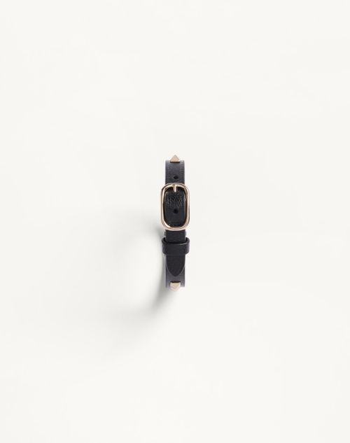 Valentino Garavani - Valentino Spike Leather Bracelet - Black - Woman - Jewelry