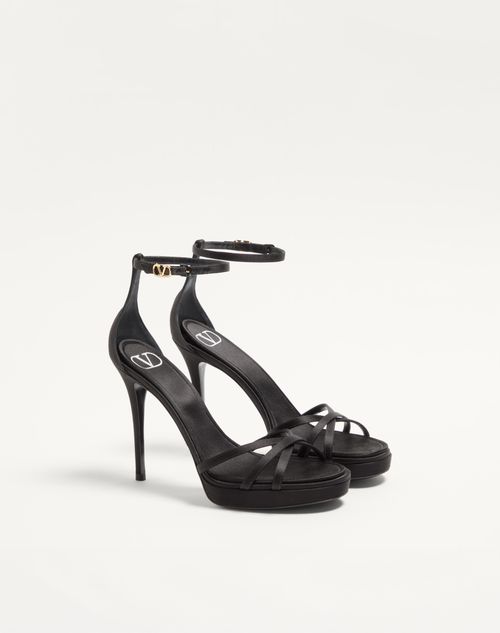 Valentino Garavani - Valentino Garavani Eveninglam Satin Platform Sandal 120mm - Black - Woman - Sandals