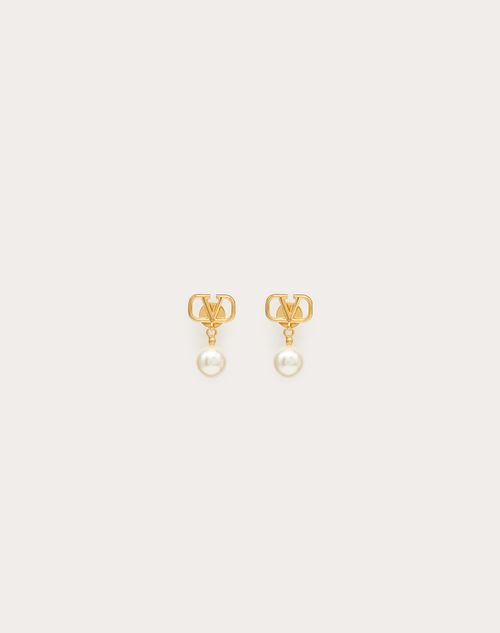 Valentino Garavani Vlogo Signature Earrings With Swarovski® Pearls Woman Gold Uni