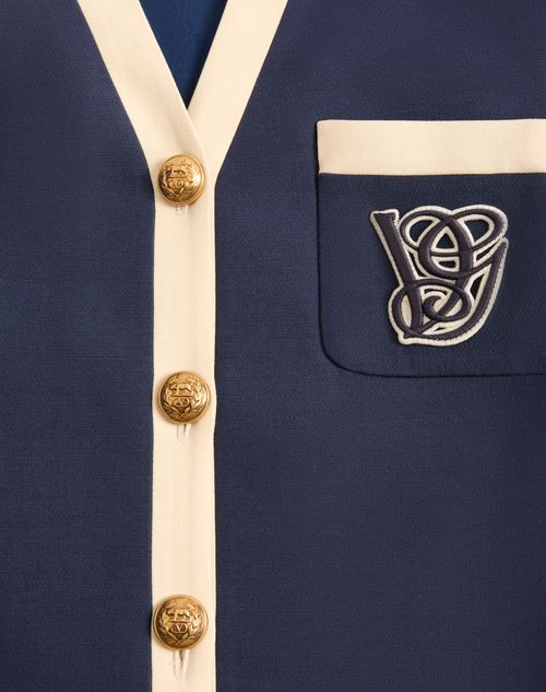 Valentino - Crepe Couture Jacket - Indigo/birch - Woman - Jackets And Blazers