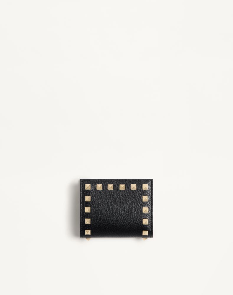 Valentino Garavani Women's Black Rockstud Wallet In Grainy Calfskin Woman Uni