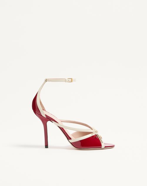 Valentino Garavani Bepointy Sandal In Patent Leather And Kidskin 100mm Woman Red/ivory 37.5