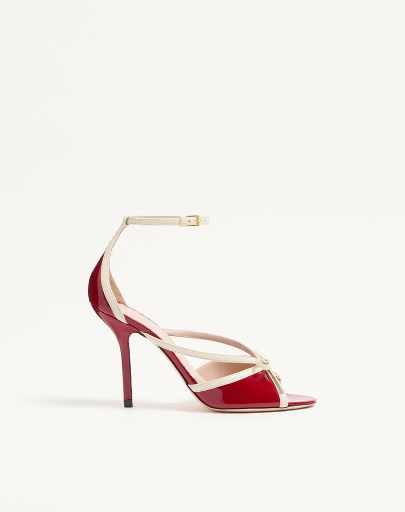 Valentino Garavani Women's Red/Ivory Bepointy Sandal In Patent Leather And Kidskin 100Mm Woman 41