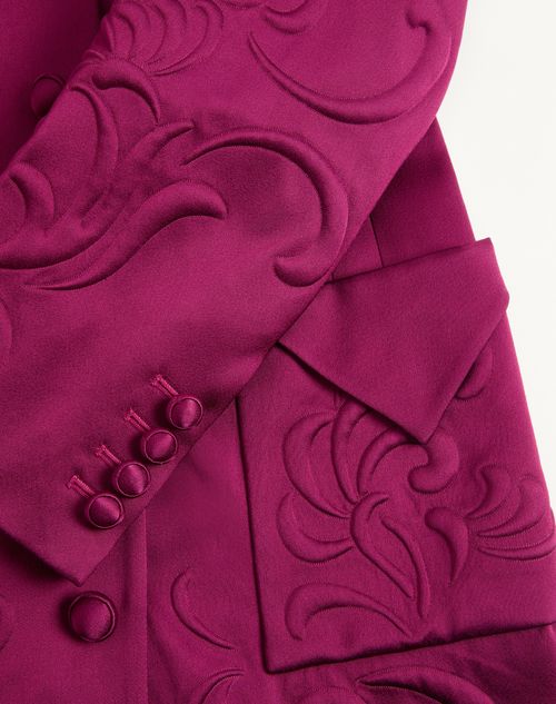 Valentino - Embroidered Satin Cady Caban Coat - Purple Magenta - Woman - Jackets And Blazers
