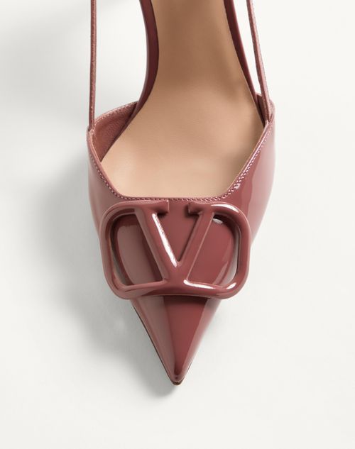 Valentino Garavani - Vlogo Signature Patent Leather Slingback Pump 80mm - Brown - Woman - Pumps