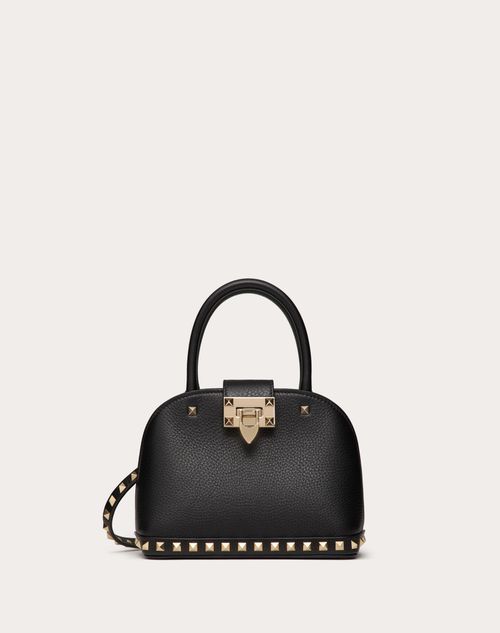 Shop Valentino Garavani Garavani Rockstud Small Handbag In Grainy Calfskin Woman Black Uni